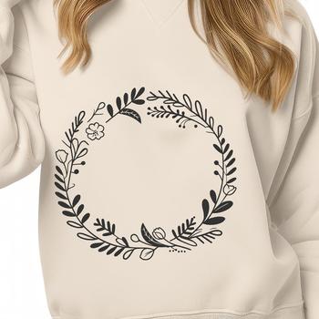 A stylized floral wreath illustration suitable for commercial and personal projects.