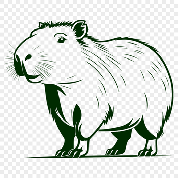 A large rodent animal, the capybara, in vector design format.