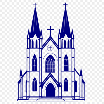 Illustration of a traditional Baptist church building with a steeple.
