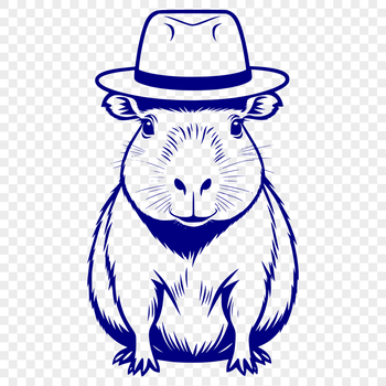 A detailed illustration of a capybara in a neutral pose, suitable for vector graphic design projects.