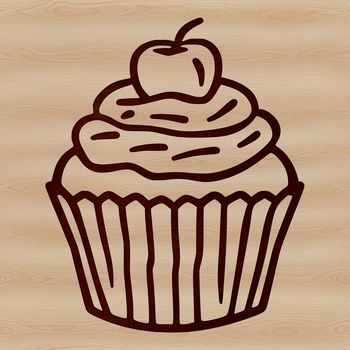 A colorful illustration of a single cupcake on a white background, suitable for vector editing.