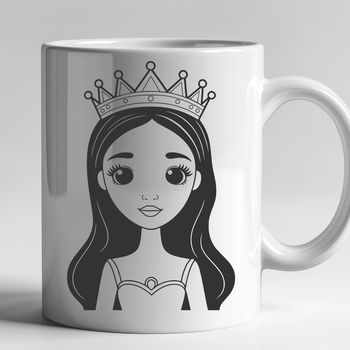 A young female princess standing in a regal pose, designed as vector art for digital use.