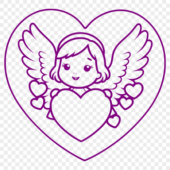 Angel SVG clip art design featuring a winged figure with a heart symbol, suitable for vector graphics projects.