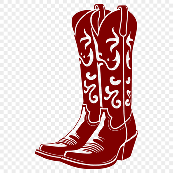 A pair of classic cowboy boots with intricate stitching and details, designed as a vector graphic for digital use.