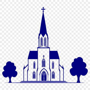 A simple illustration of a traditional Protestant church building with classic architecture.