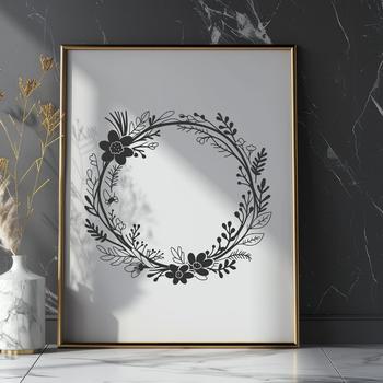 A floral wreath design in vector format, suitable for cutting with a Cricut or laser cutter.