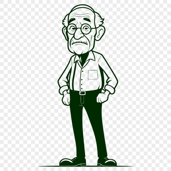 An illustration of a mature male figure in vector format.