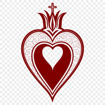 A stylized illustration of the Sacred Heart icon in a simple design.