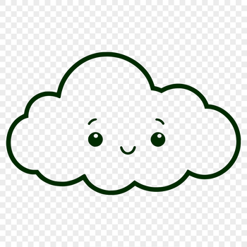 Illustrative representation of a white fluffy cloud in the sky.