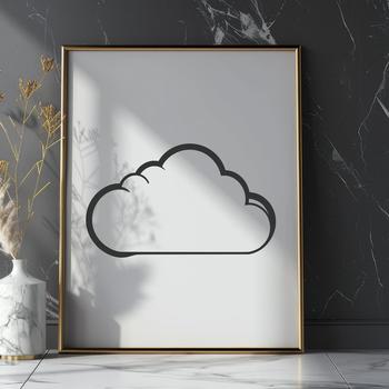 A stylized illustration of a white puffy cloud in the sky, suitable for graphic design projects.