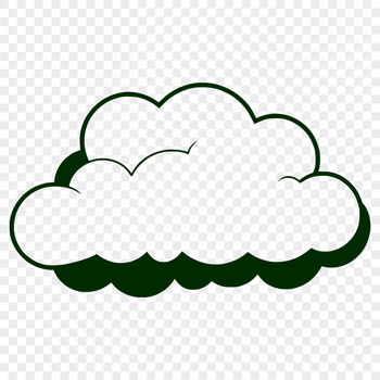 A simple illustration of a fluffy white cloud against a light blue sky.