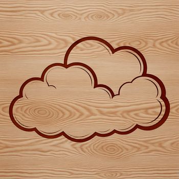 A stylized illustration of a white fluffy cloud against a blue sky.