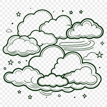 A white, puffy cloud icon designed as vector art for various uses.