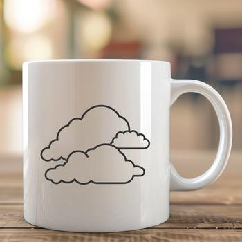 A white, puffy cloud illustration in a digital format.