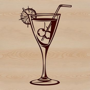 A clear illustration of a cocktail in a glass, designed as vector art for digital use.