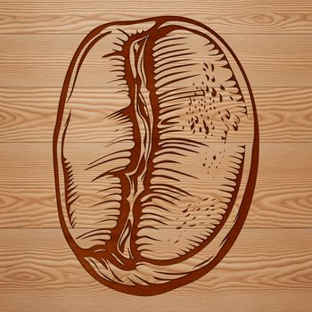 Illustration of one whole coffee bean with precise lines and shapes.