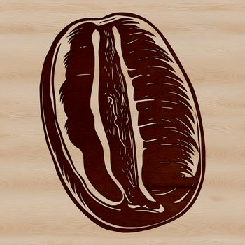 A single coffee bean illustrated in vector format as a simple design element for various applications.