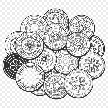 Vector illustration of various coins in different denominations.