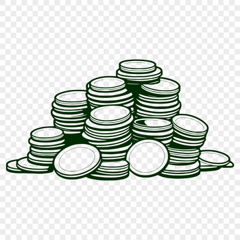 Illustrative representation of various denominations of coins in a vector format.