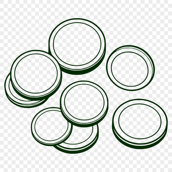 Illustrative coins made from vector shapes in various styles