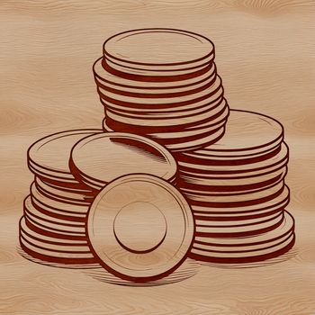 A collection of coins in various shapes and sizes, designed as vector graphics for digital use.