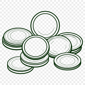 A set of digital coins in various denominations and designs, suitable for vector art projects.