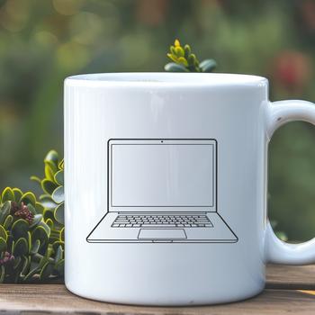 A digital diagram of a laptop with vector graphics illustrations.