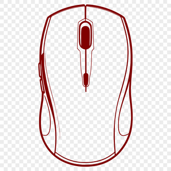 Computer equipment with a stylus mouse on the keyboard, designed as vector art.