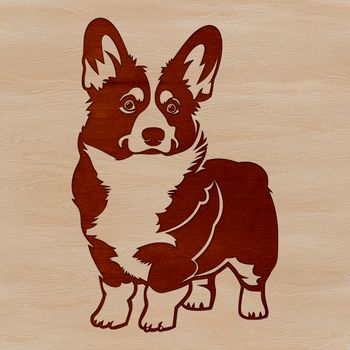 A standing dog breed, specifically a Corgi, depicted in a vector format.