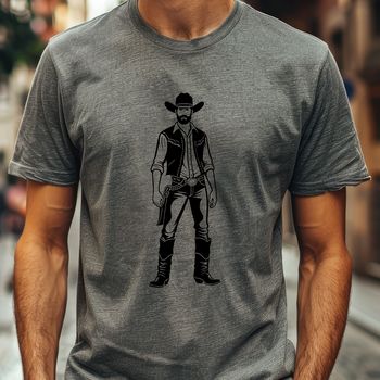 A stylized illustration of a cowboy in the Western style, created as a vector graphic suitable for digital use.