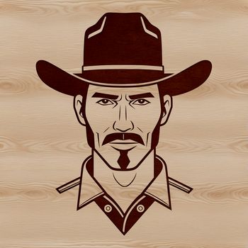 A cowboy illustration created as a vector design for digital use.