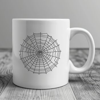 A stylized digital illustration of a spider web, created using vector art.