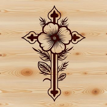 A traditional Christian symbol featuring a cross with decorative details.