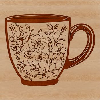 A simple cup design made from vector lines, suitable for digital cutting machines and craft projects.