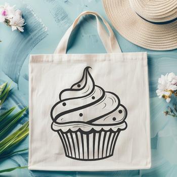 A vector graphic representation of a cupcake, suitable for various designs and projects.