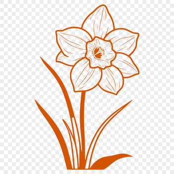 A stylized illustration of a daffodil flower, suitable for digital art and crafting projects.
