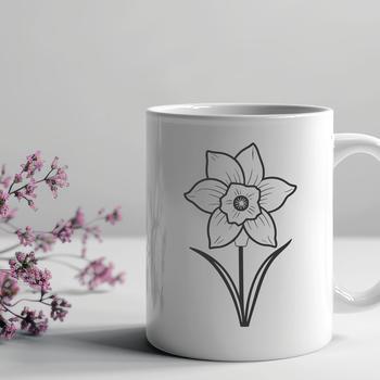 High-resolution graphic of a single blooming daffodil plant.
