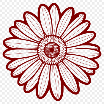 A detailed illustration of a white daisy with yellow center and delicate petals.