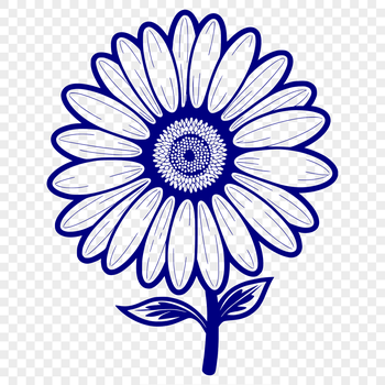A digital clip art representation of a single white daisy with a yellow center, created using SVG graphics.