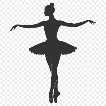 A young ballerina in a tutu, posing in a classic dance position, suitable for vector art designs.