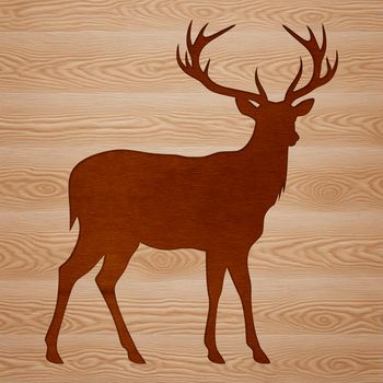 A simple silhouette illustration of a white-tailed deer in natural surroundings.