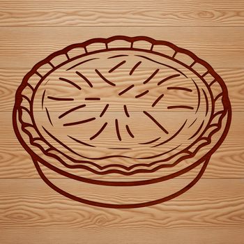 A detailed illustration of a traditional dessert pie with a crust and filling.
