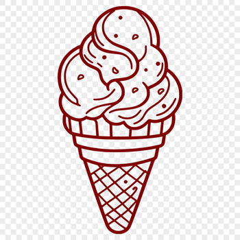 A colorful illustration of a cone filled with ice cream, suitable for digital crafting and design projects.