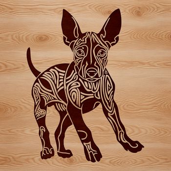 A detailed illustration of a standing Doberman Pinscher breed dog.