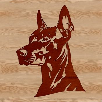 Close-up SVG design of a Doberman Pinscher's facial structure in high definition.