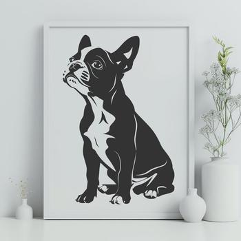 Boston Terrier animal silhouette with clear lines suitable for digital design projects.