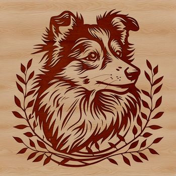 Portrait of a Shetland sheepdog breed dog's head, suitable for vector design projects.