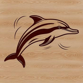 An illustration of a dolphin in the ocean, a marine animal commonly found in coastal waters.