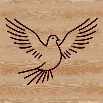 Vector illustration of a dove with wings spread wide, suitable for various design applications.