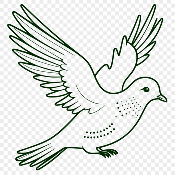 A simple digital illustration of a white dove in flight, suitable for vector design projects.